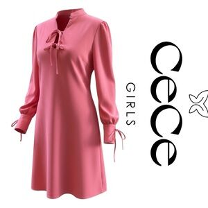 CeCe Pink Tie-Neck Dress